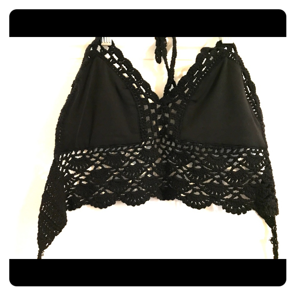 Black bikini tee top for festivals and concerts